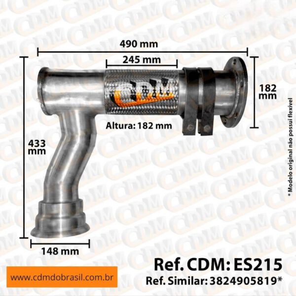 ES215 - Escape / Escapamento Dosadora do Arla - Aplicado em Mercedes O-500 UA / O-500 UDA - Padrão CDM (ES215)