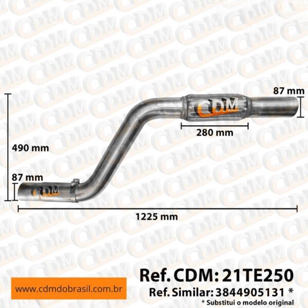 21TE250 - Tubo de Escape/Escapamento - Aplicado no Mbb - Aplicado em Mercedes OF-1724 (21TE250)