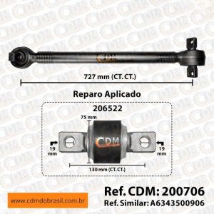 Barra de Reação (Tensor/ Barra de Tensora) - Aplicado em Mercedes O-500 - 3° Eixo (200706)