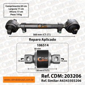 Barra de Reação (Tensor/ Barra Tensora) - Aplicado em Mercedes O-500 UDA - Com Regulagem (203206)
