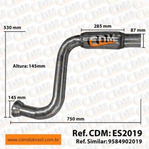 ES2019 - Tubo de Escape/ Escapamento - Aplicado no Mercedes Atego Euro 5 1726 / 2426 / 2430 - Inox (ES2019)