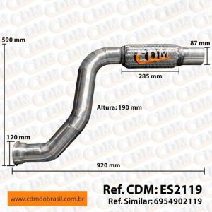 ES2119 - Tubo de Escape /Escapamento Inox - Aplicado no Mercedes Atron 2324 - 2012 a 2016 (ES2119)